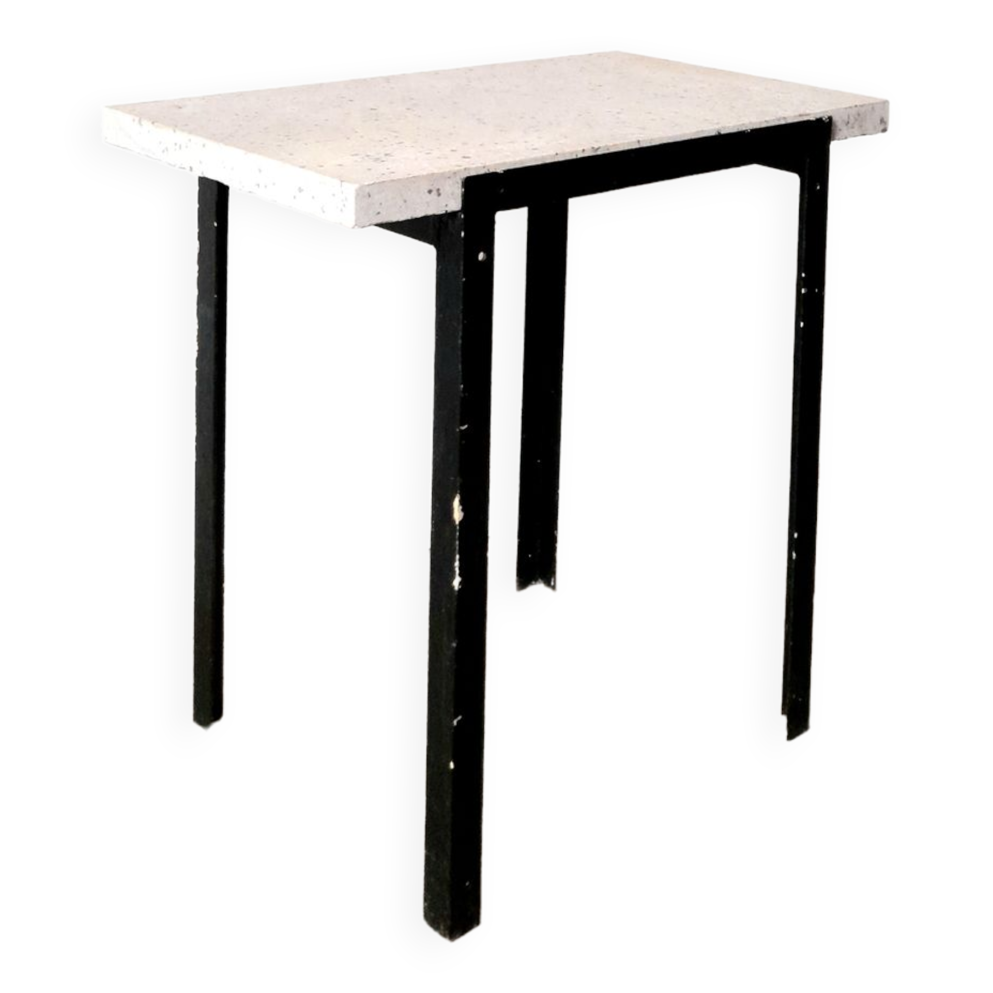 Side console table - Steel and marble - Vintage of the 50s