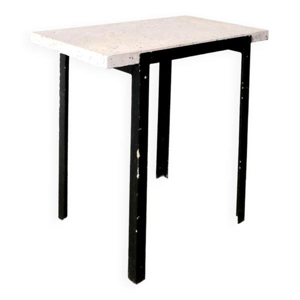 Table d'appoint en acier et marbre vintage des années 50