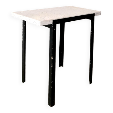 Side console table - Steel and marble - Vintage of the 50s