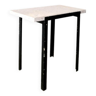 Side console table - Steel and marble - Vintage of the 50s