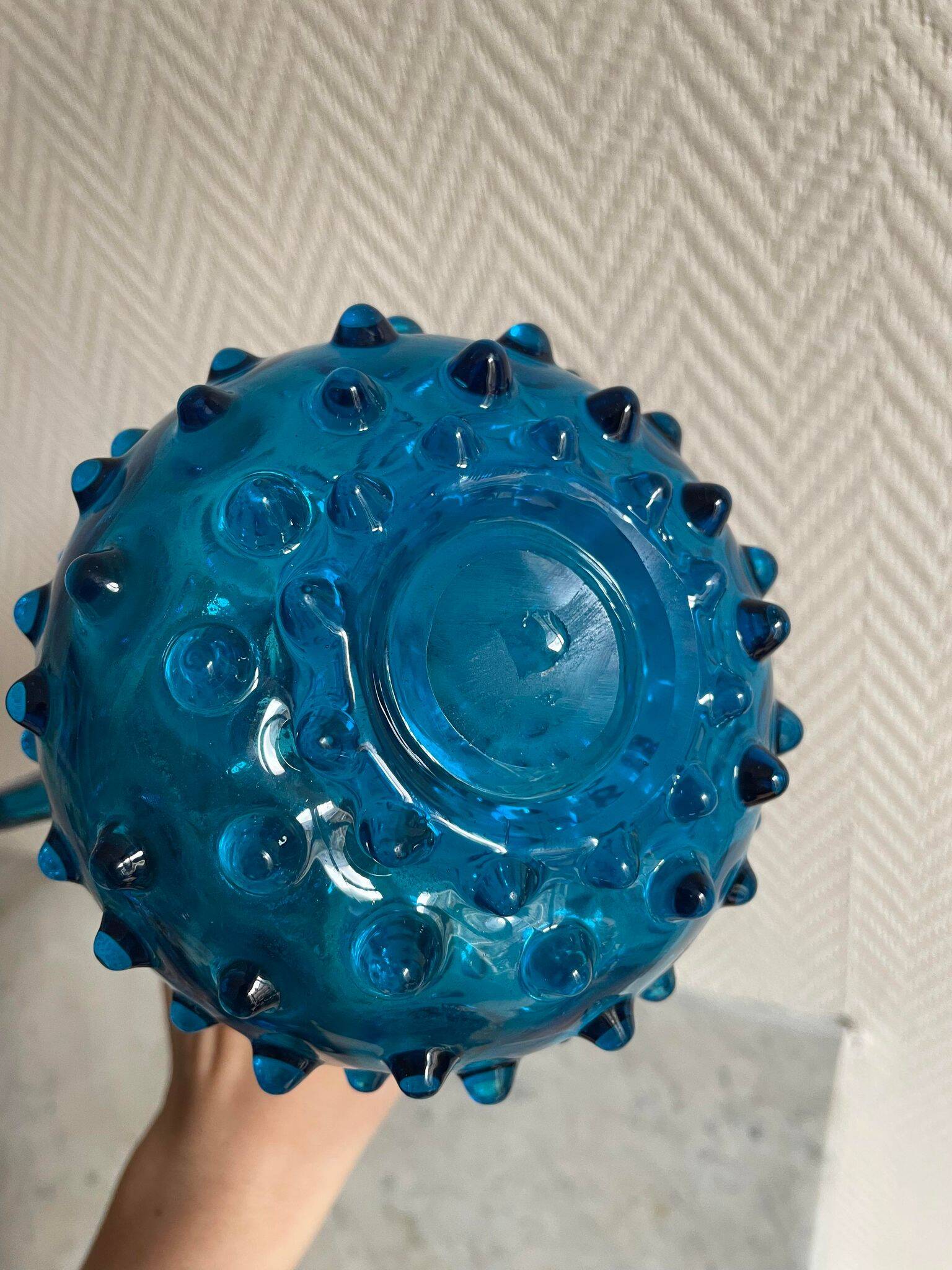 Empoli style studded blue vase