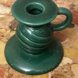 Saint-Clément green ceramic candlestick, 1950s