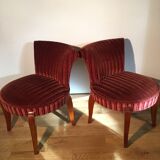 Pair of vintage velvet armchairs from the 80s