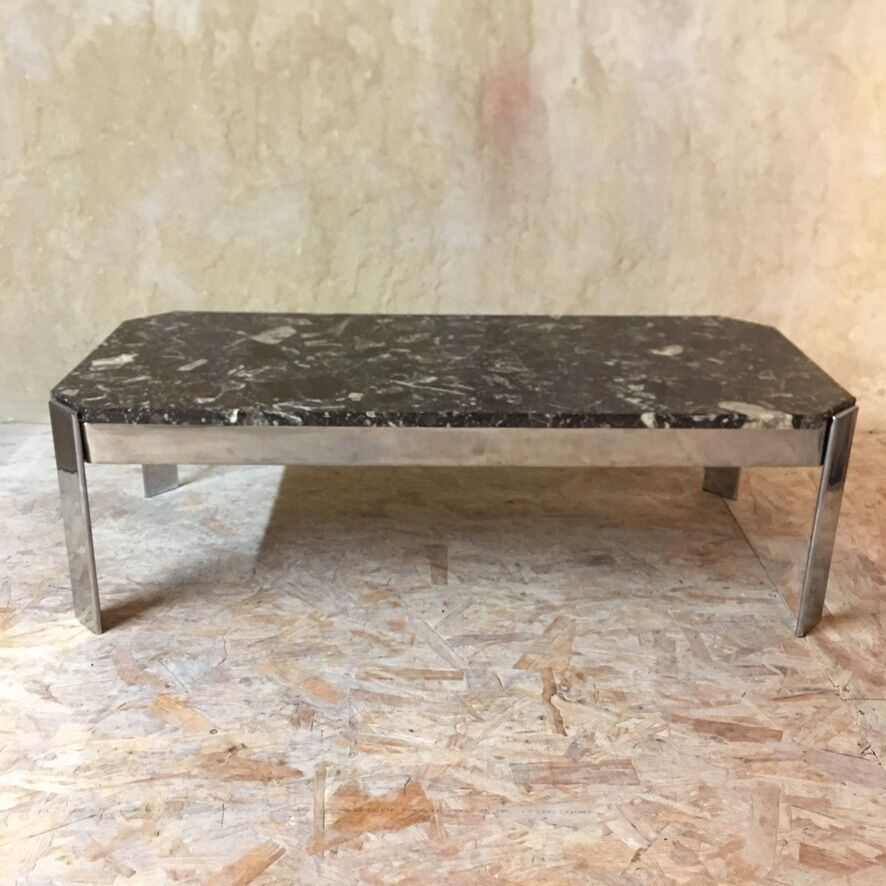 Table basse marbre & inox « Roche Bobois » - années 70