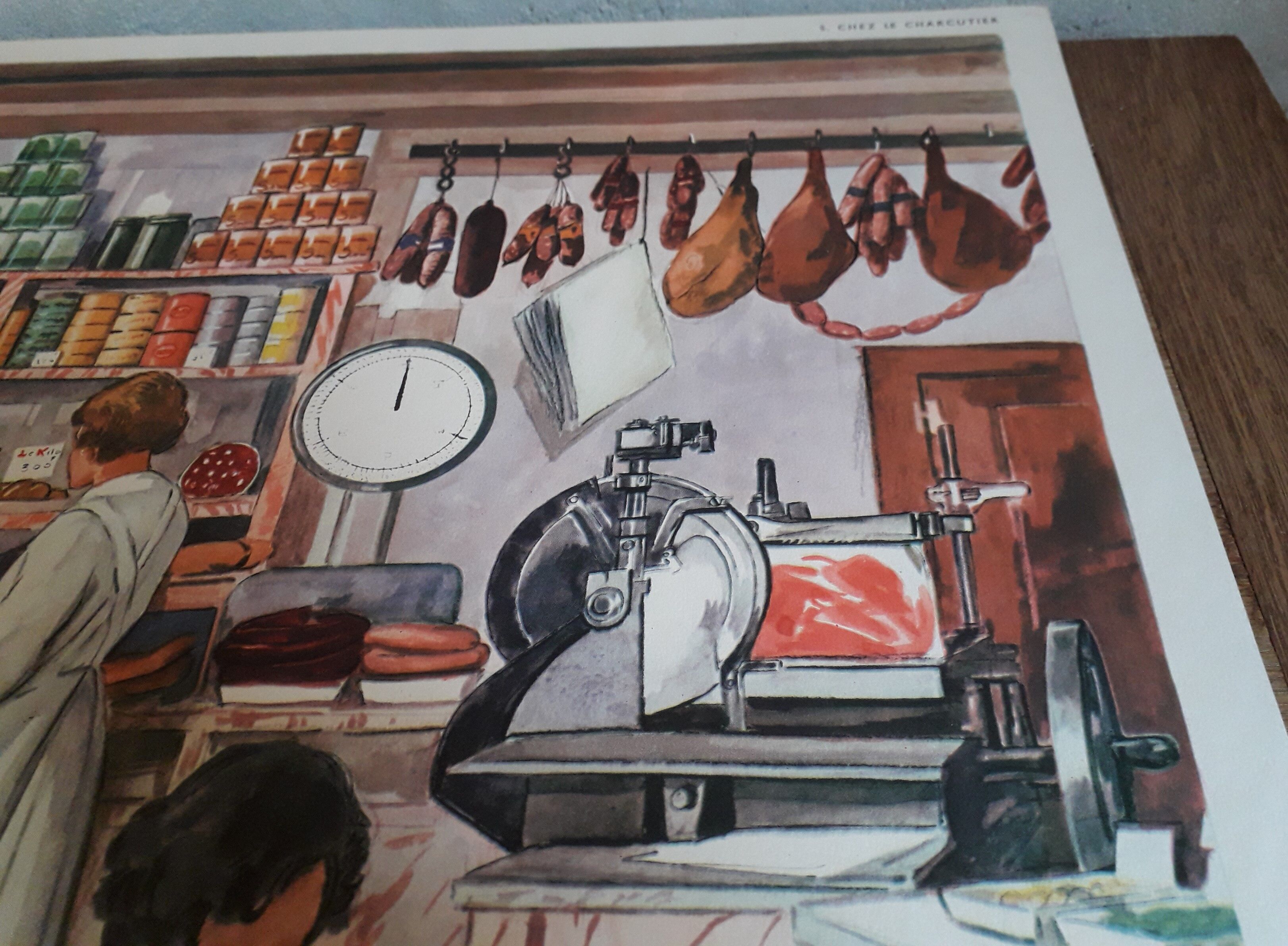 School poster Rossignol 50s editions "at the butcher's house"
