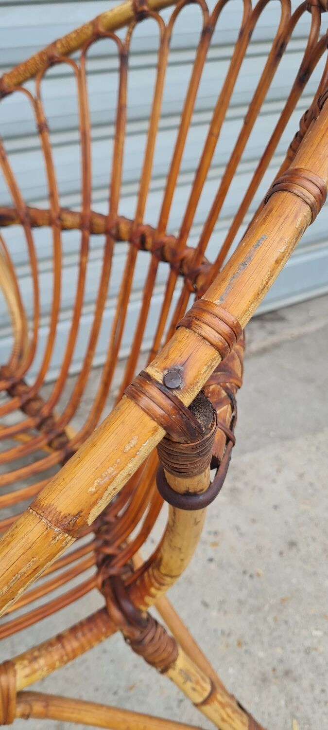 Rattan shell armchair 1960