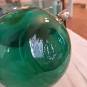 Service à dessert / punch vintage en verre soufflé multicolor (13 pièces) -