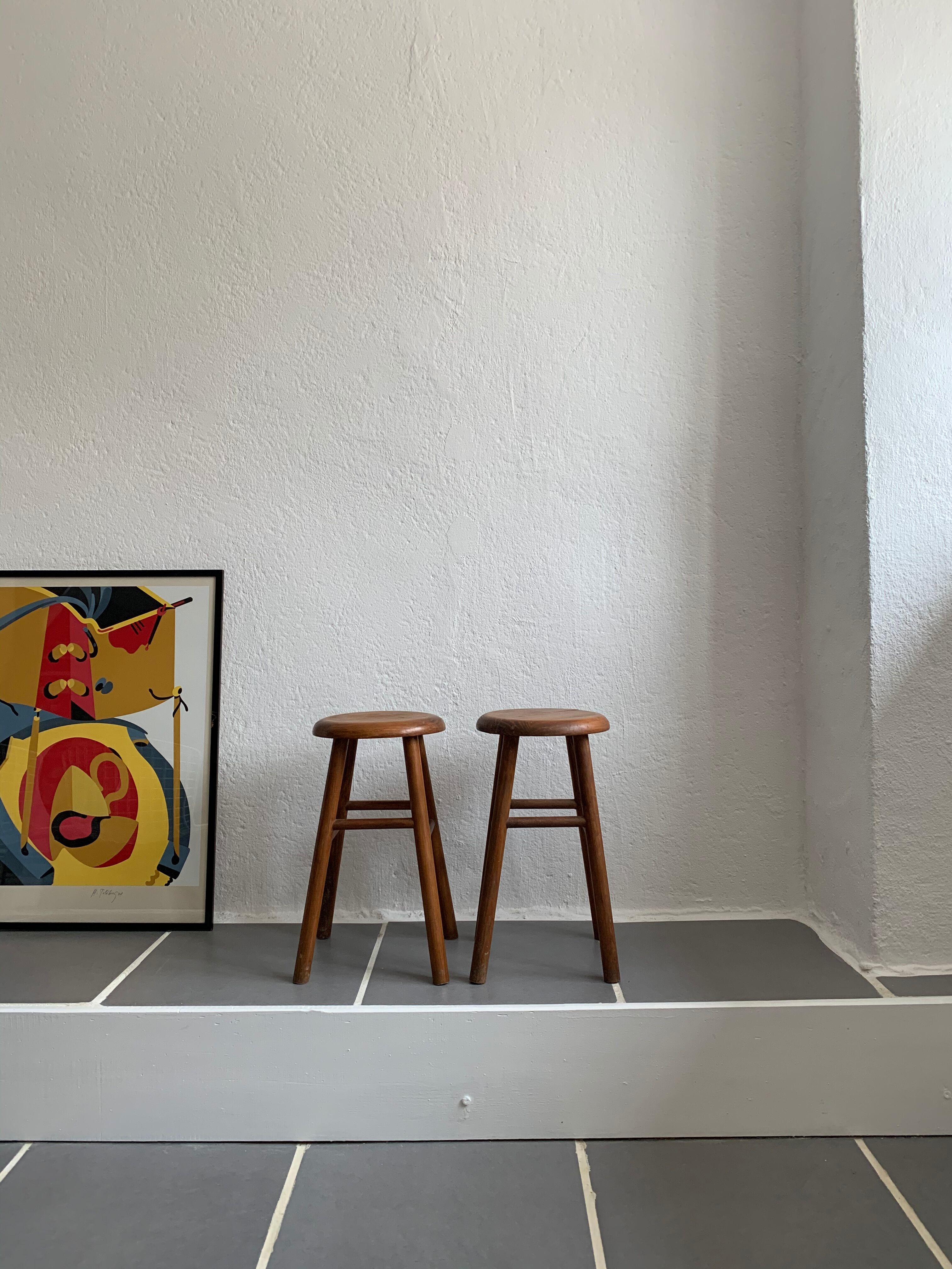 Pair of vintage wooden stools