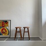 Pair of vintage wooden stools