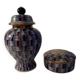 Ancien vase et sa bonbonnière assortie