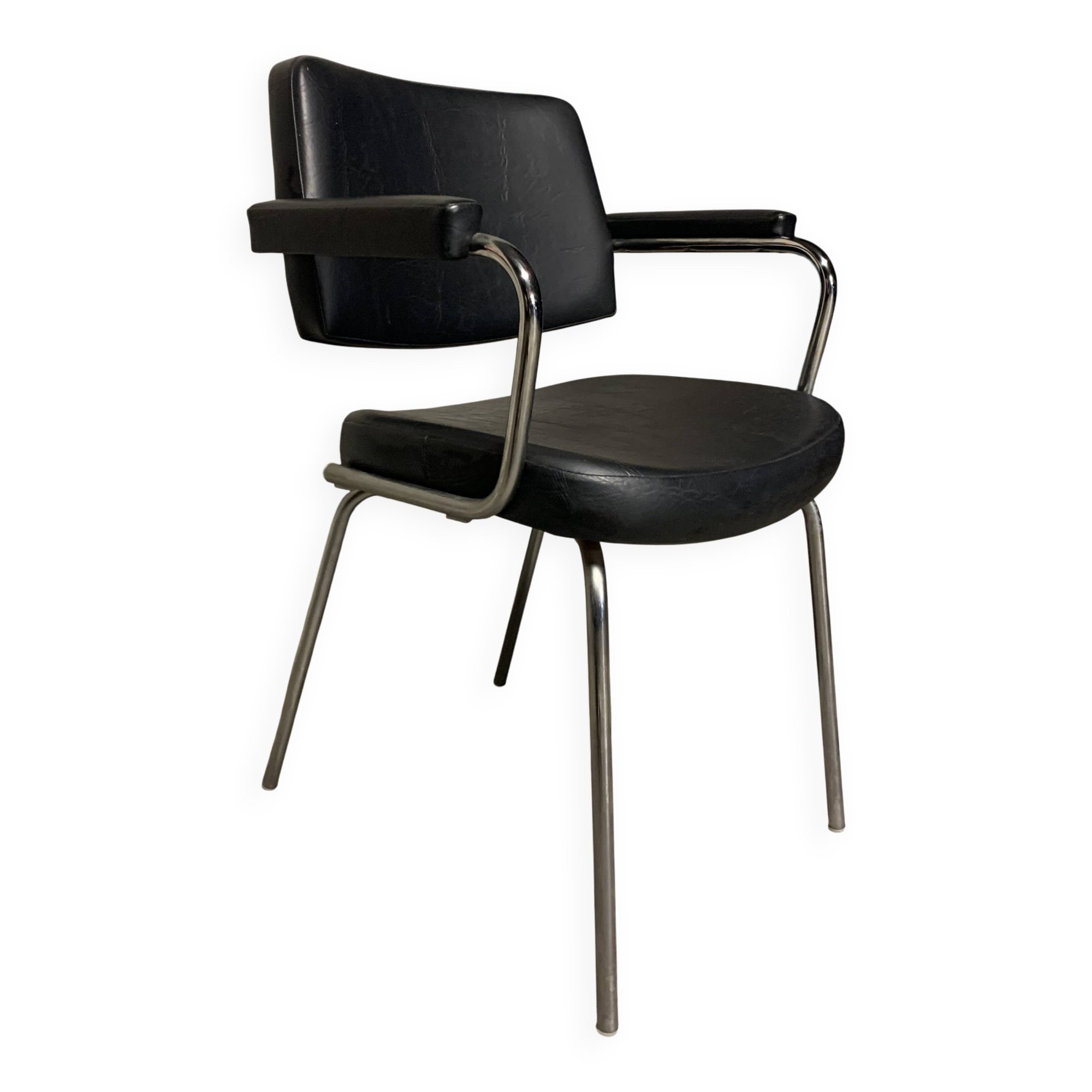 Vintage Retro Design Black Faux Leather Armchair