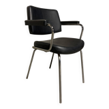 Vintage Retro Design Black Faux Leather Armchair