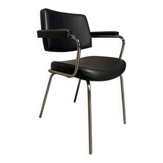 Fauteuil Vintage Design Rétro Skaï Noir