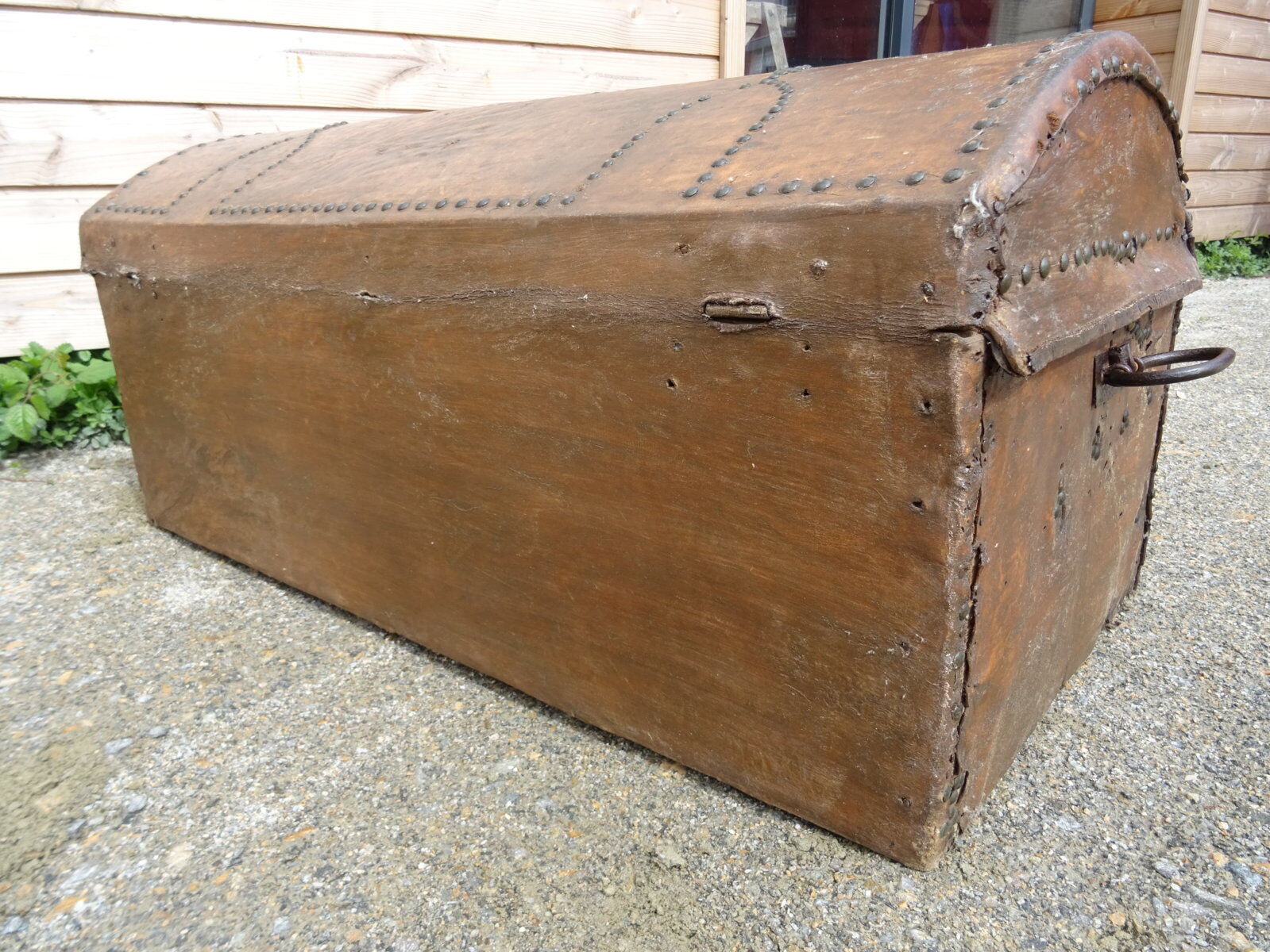 19th-century leather trunk