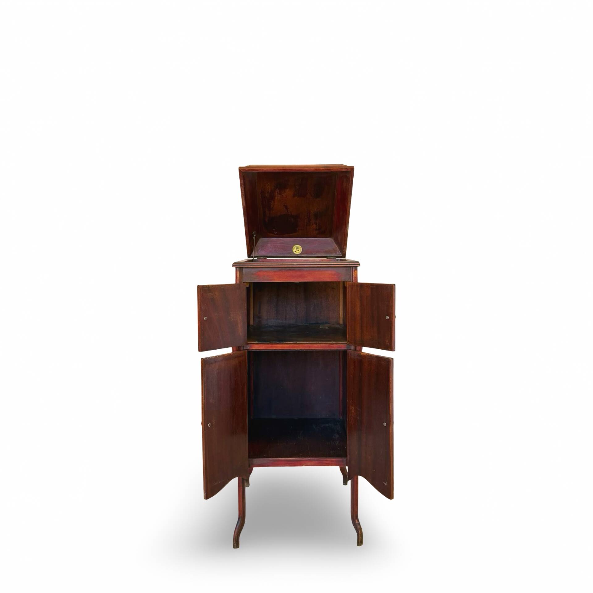 Italian floor-model upright phonograph cabinet, 1900s