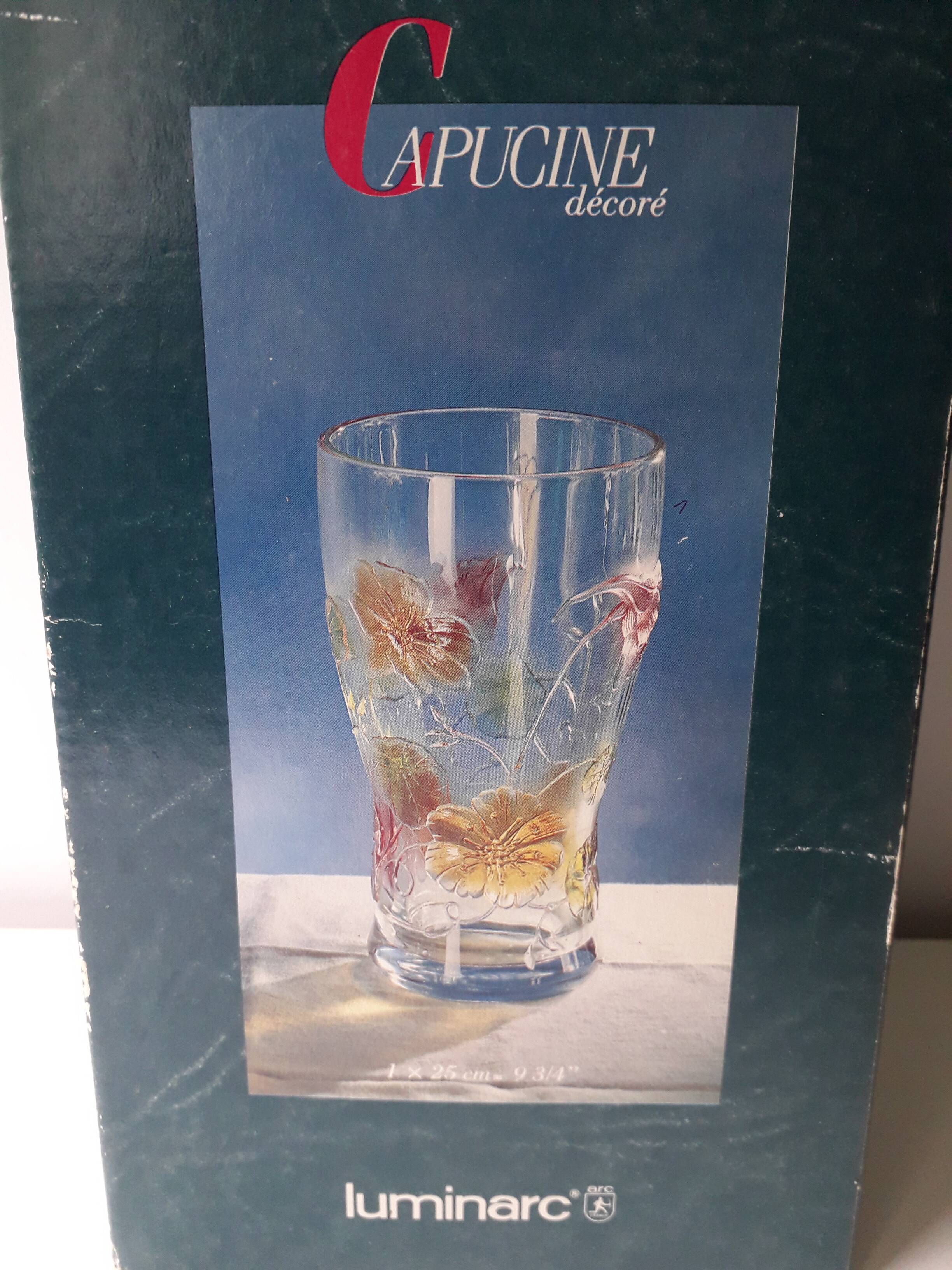 Vintage Luminarc decorated nasturtium vase (25cm) A1