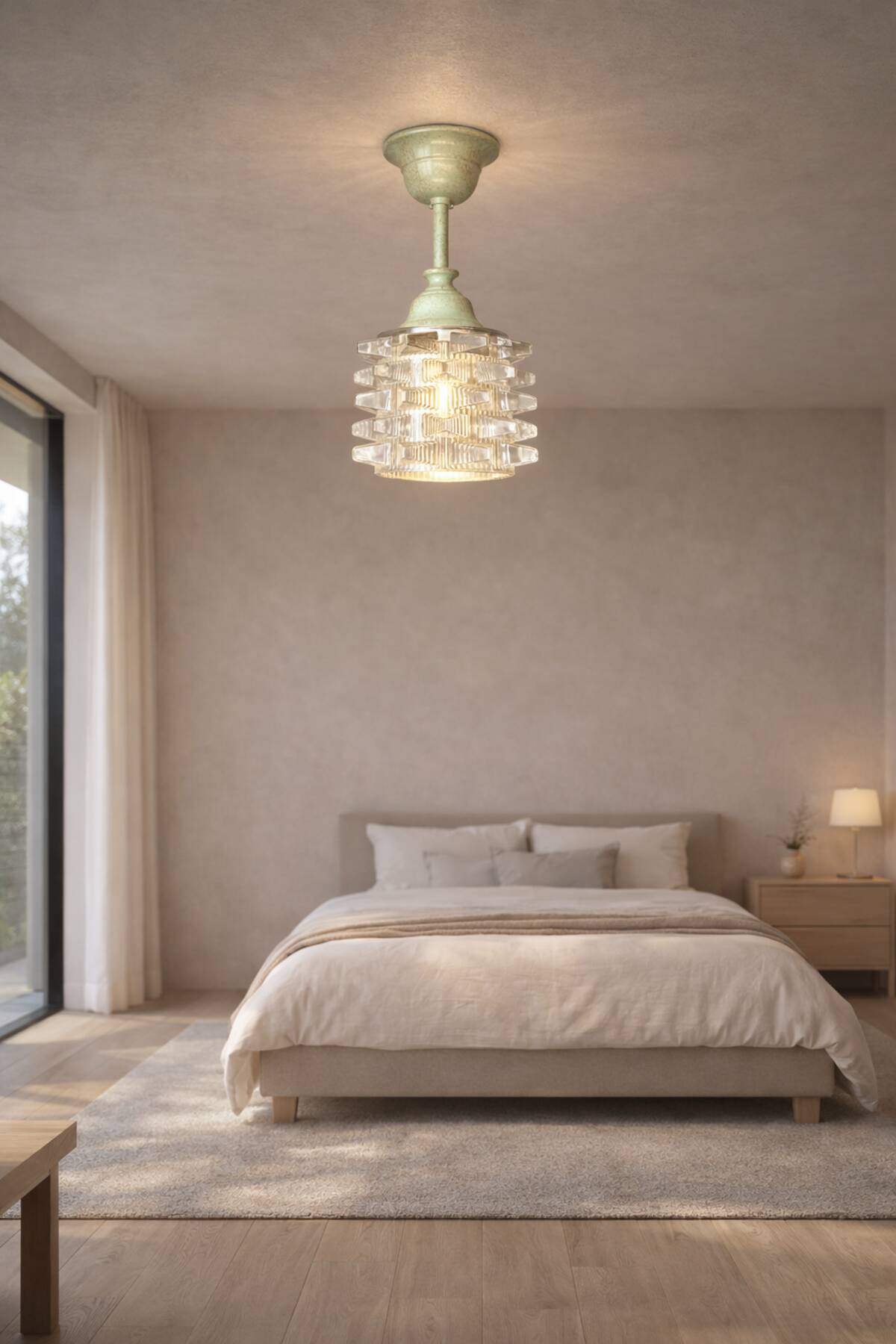 Small glass ceiling lamp for bedroom