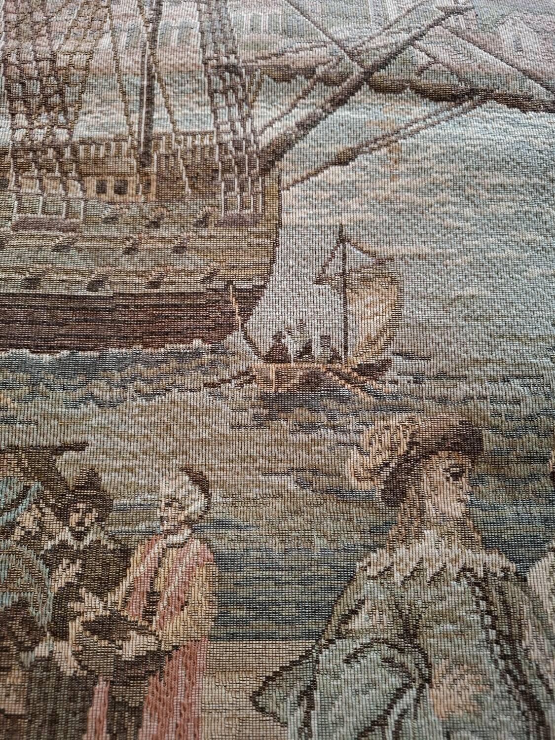 Old wall tapestry "Harbour Scene" The Woven Arts of France