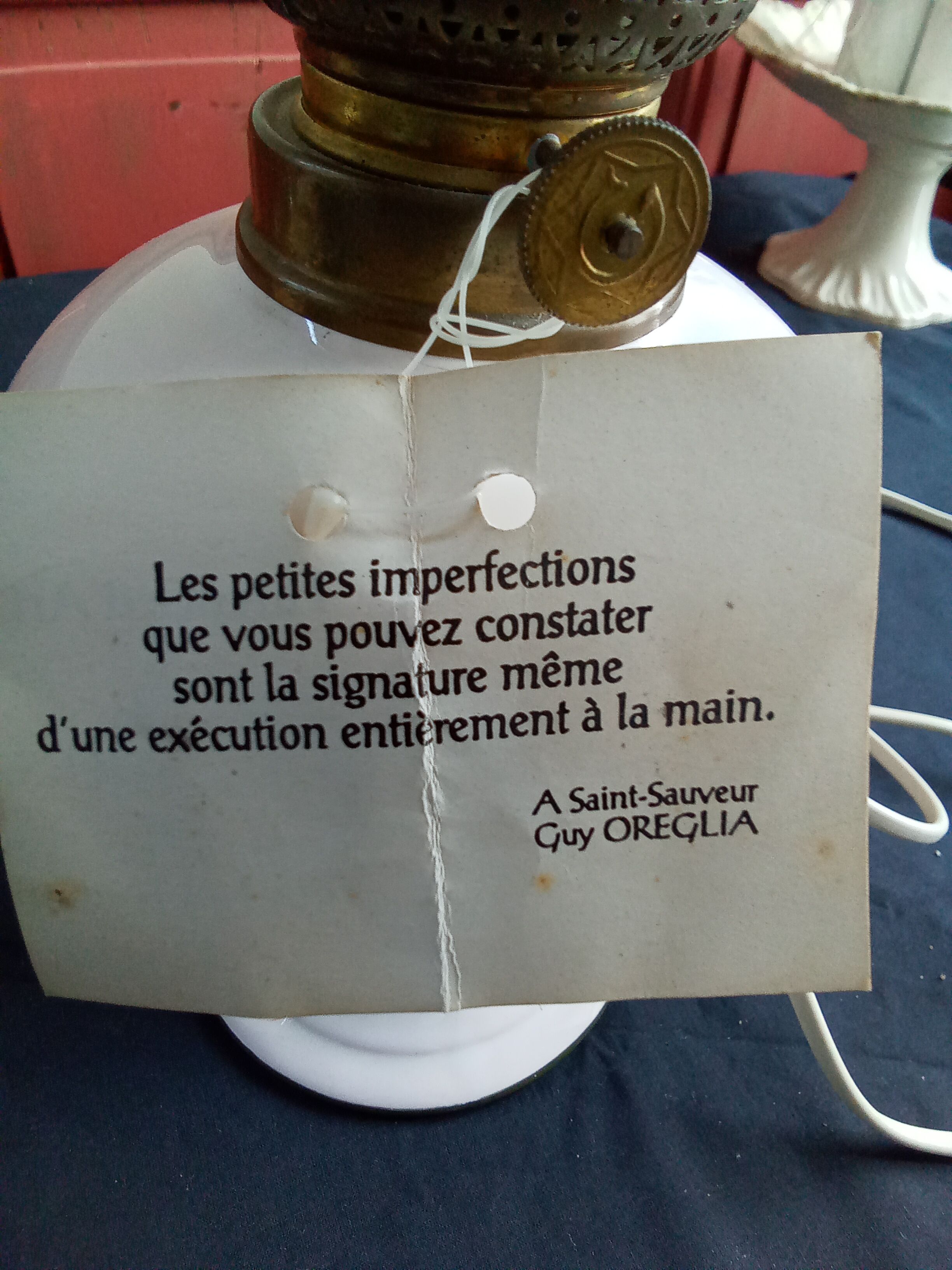 Moustiers earthenware lamp