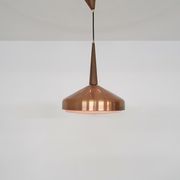 Sandinavian modern copper and wood pendant light, 1960's