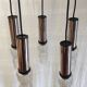 5-light chrome metal and molded glass pendant light - 70's