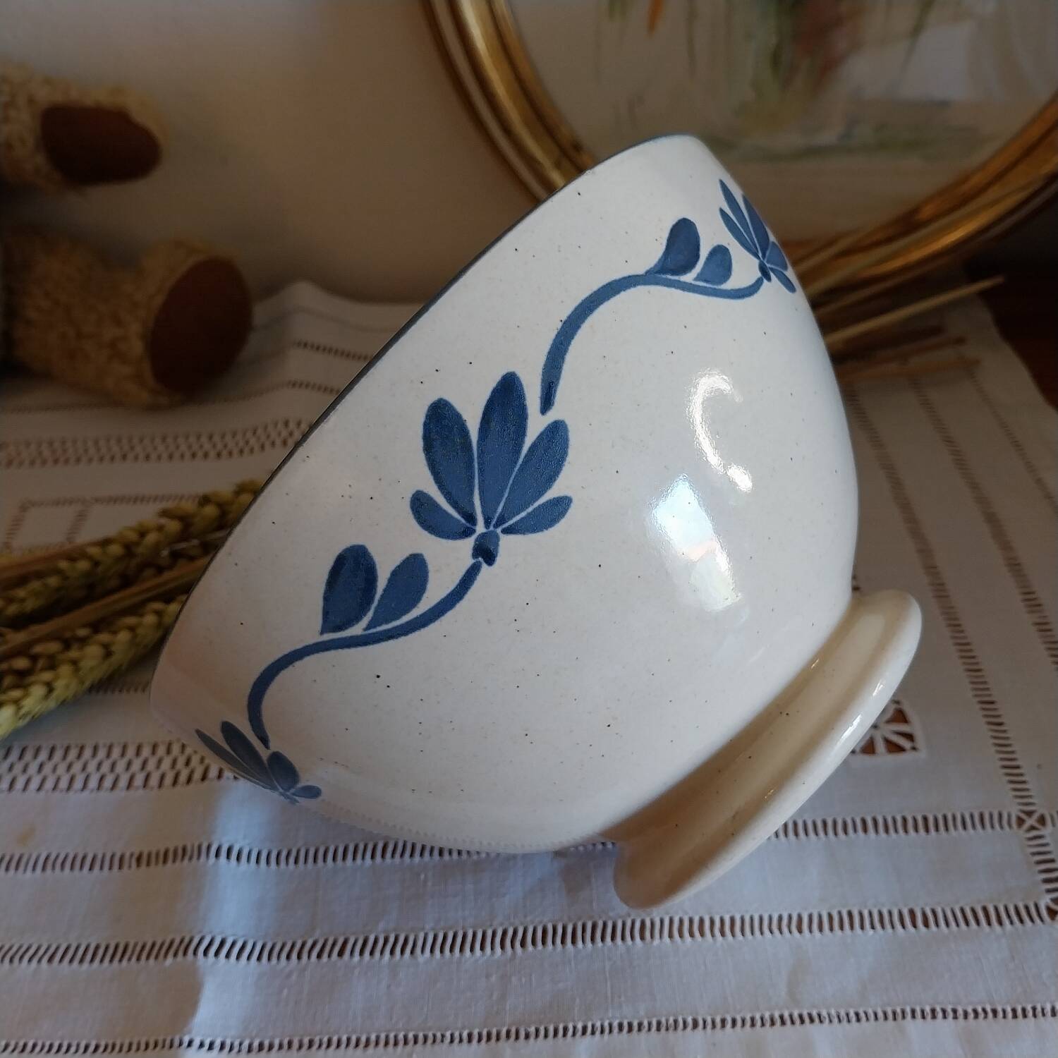 Antique very large bowl on foot Les Salins France