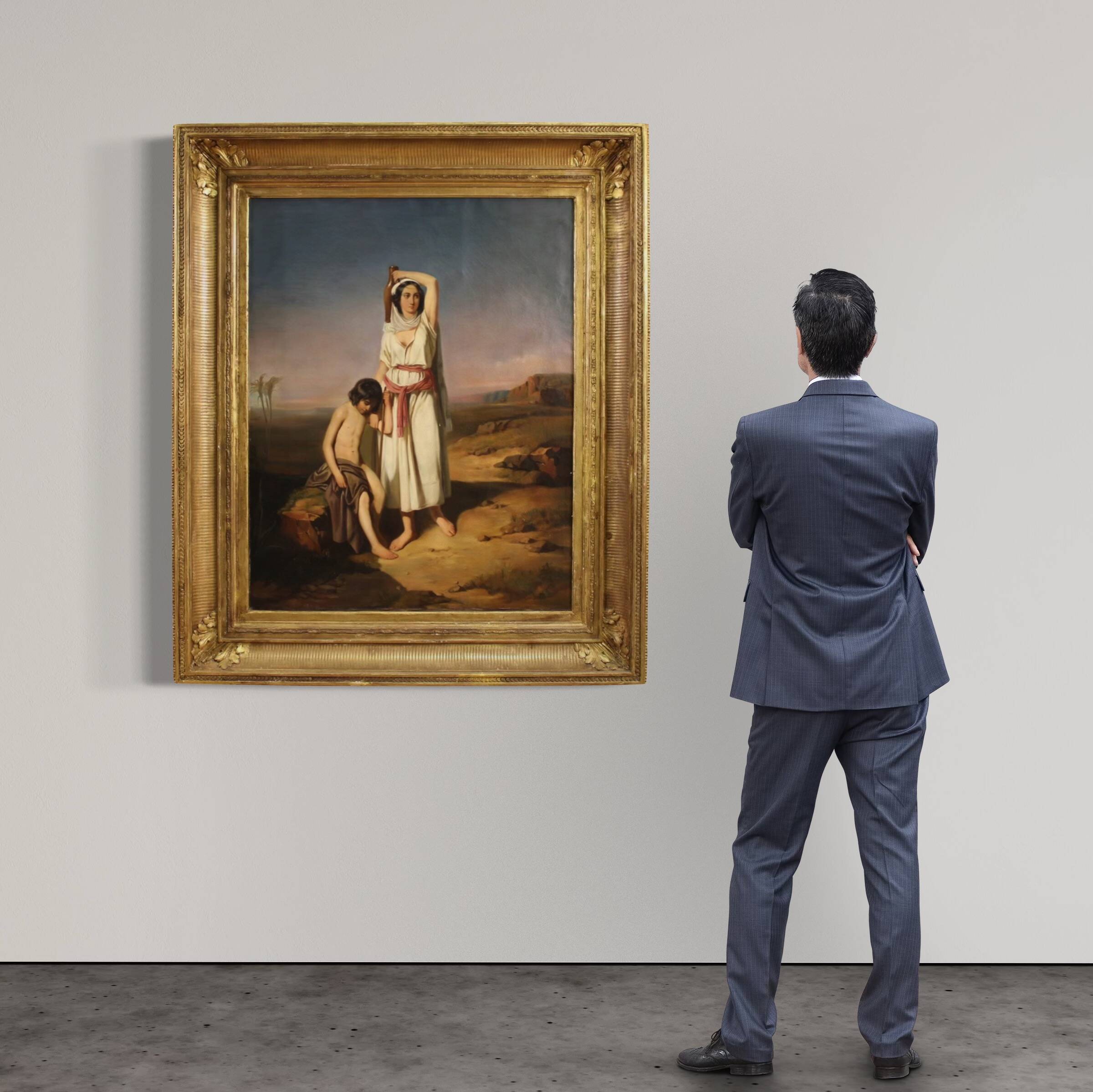 Great 19th century French painting, Hagar and Ishmael