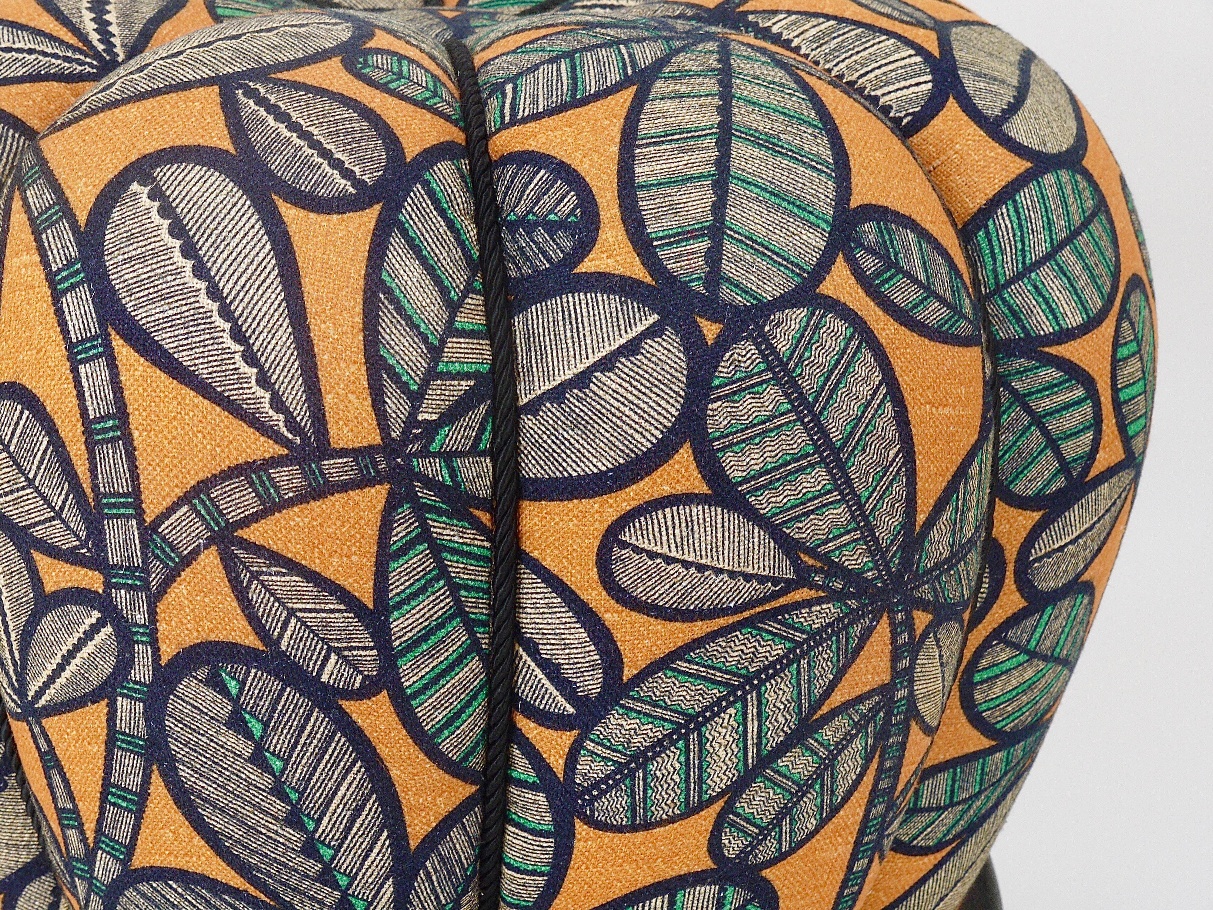 up to 3 Art Deco stools by Jindrich Halabala, leaf pattern, pouf, ottoman, 1930s