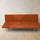 Lit de jour pliant des années 50 par Miroslav Navrátil, revêtement orange, années 1960, Tchécoslovaquie, 186 × 60 × 72 cm