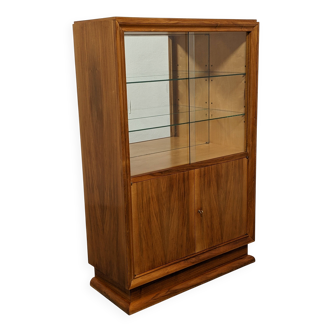 Art Deco style walnut display cabinet circa 1950