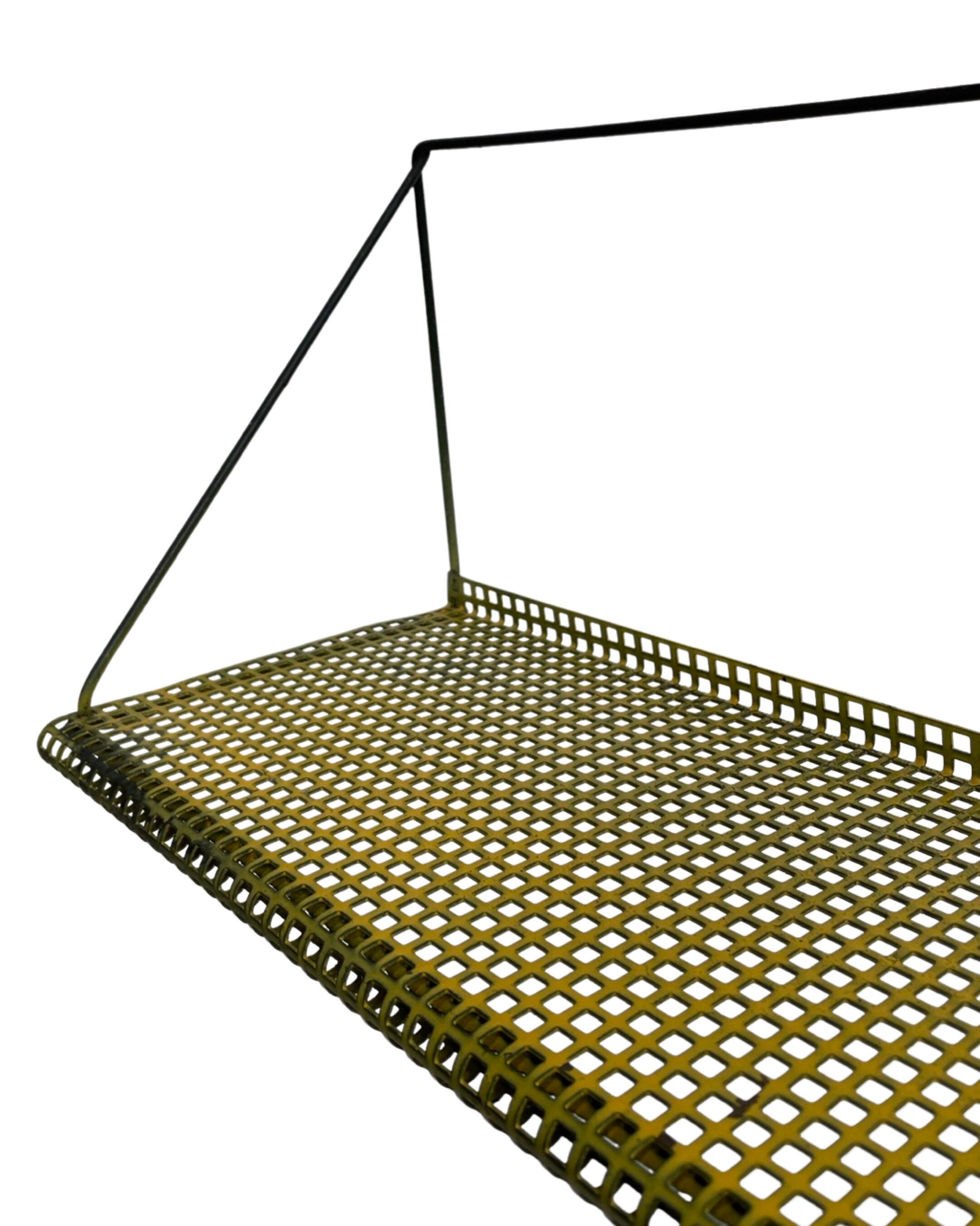 Vintage Wall shelf Pilastro perforated yellow wall unit 1960