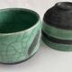 Pair of raku tea bowls, handmade ceramics