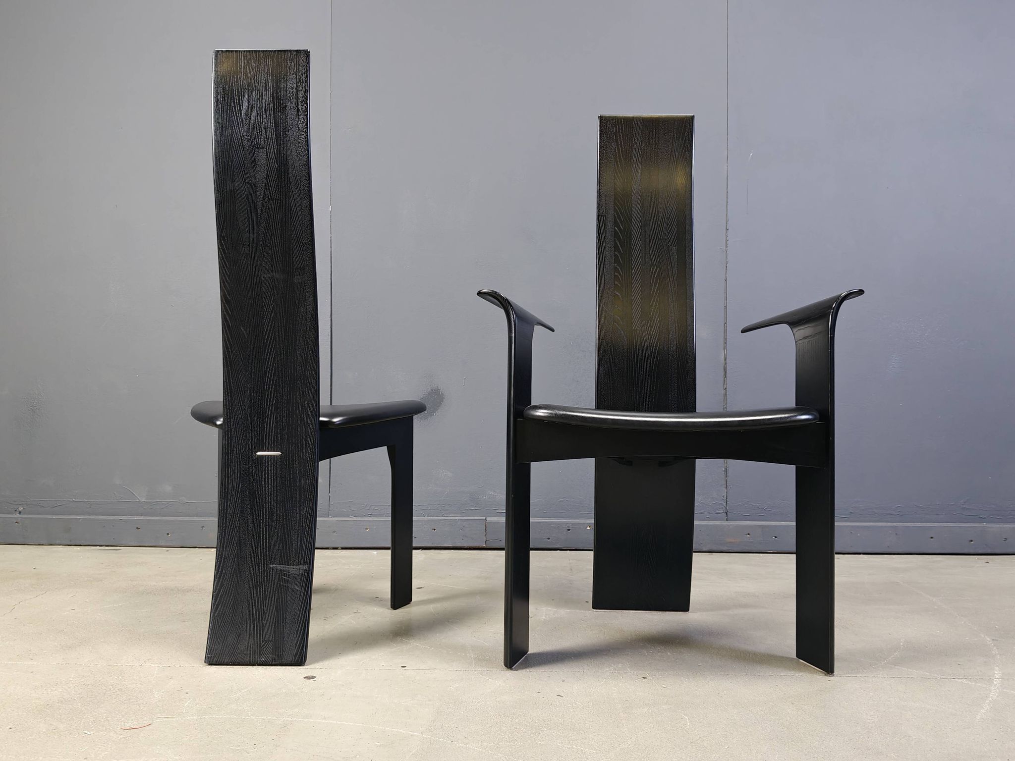 Set of 6 belgian high back dining chairs, 1980s