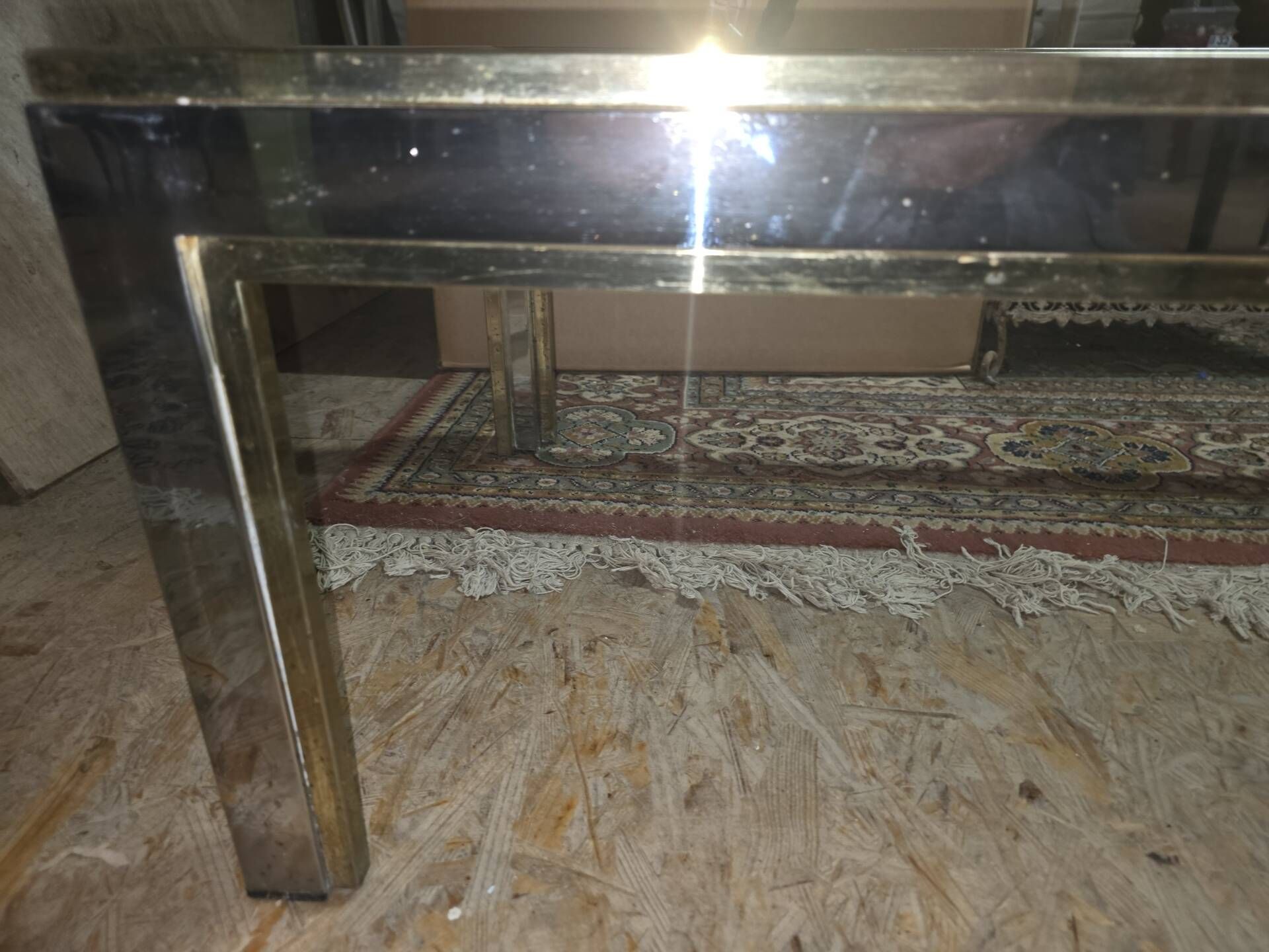 Chrome and gold metal coffee table by Romeo Rega from the 1970s.