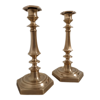 Pair of bronze candle holders XIXth