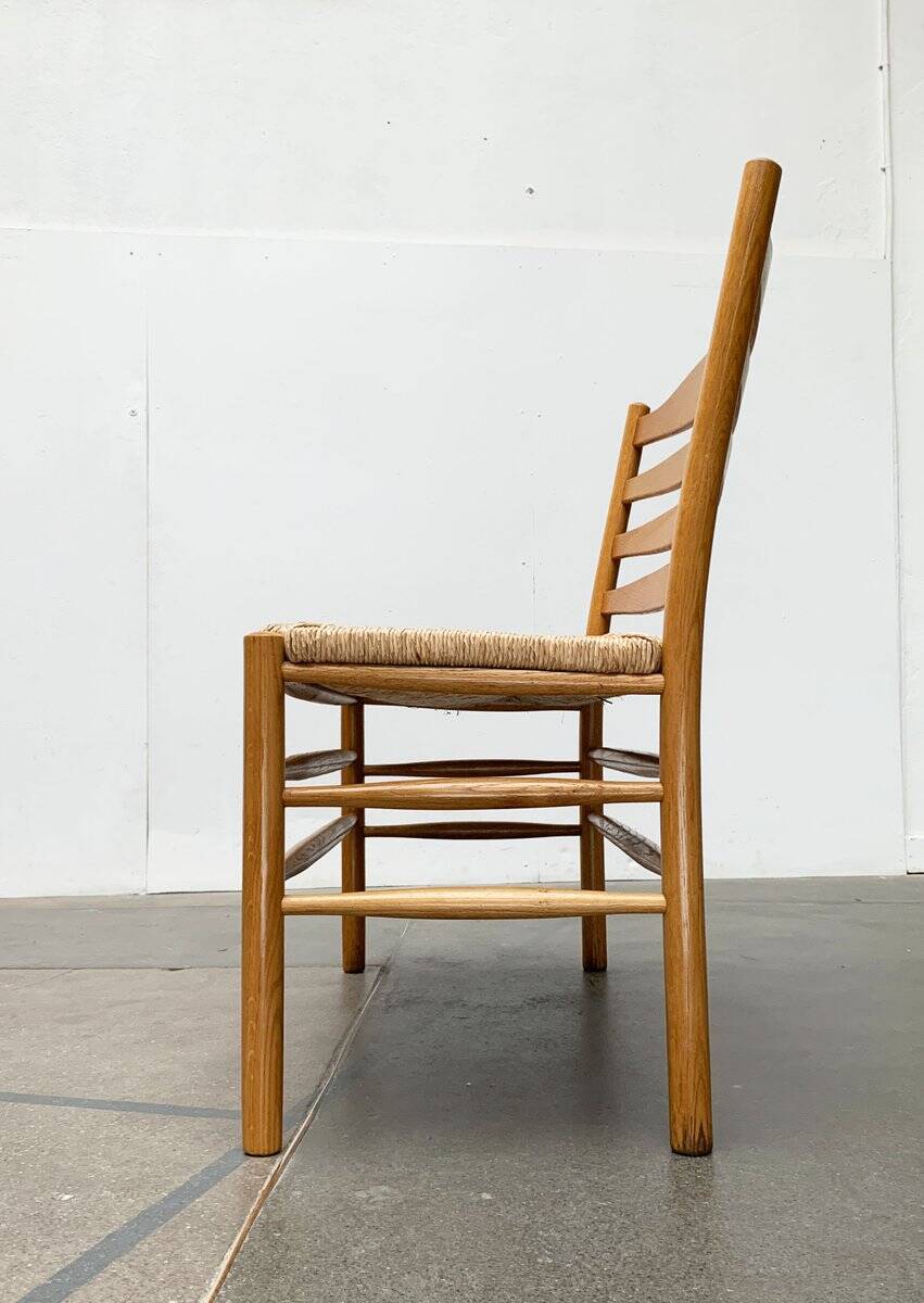 Scandinavian bench and chair set made of paper cord and oak from TS.