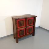 Bright brutalist bar furniture aranjou vintage from the 50s 60s in solid elm