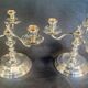 Christofle pair of three-armed silver-plated metal candelabras
