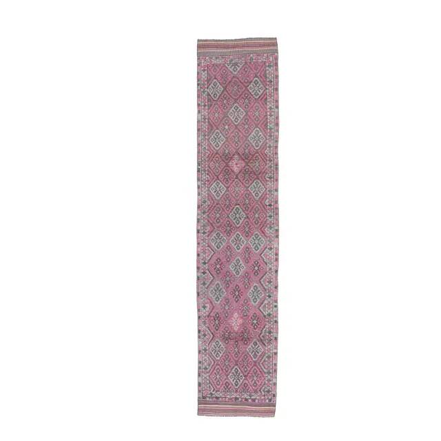 Vintage Turkish hand-knotted tribal runner 80	x378