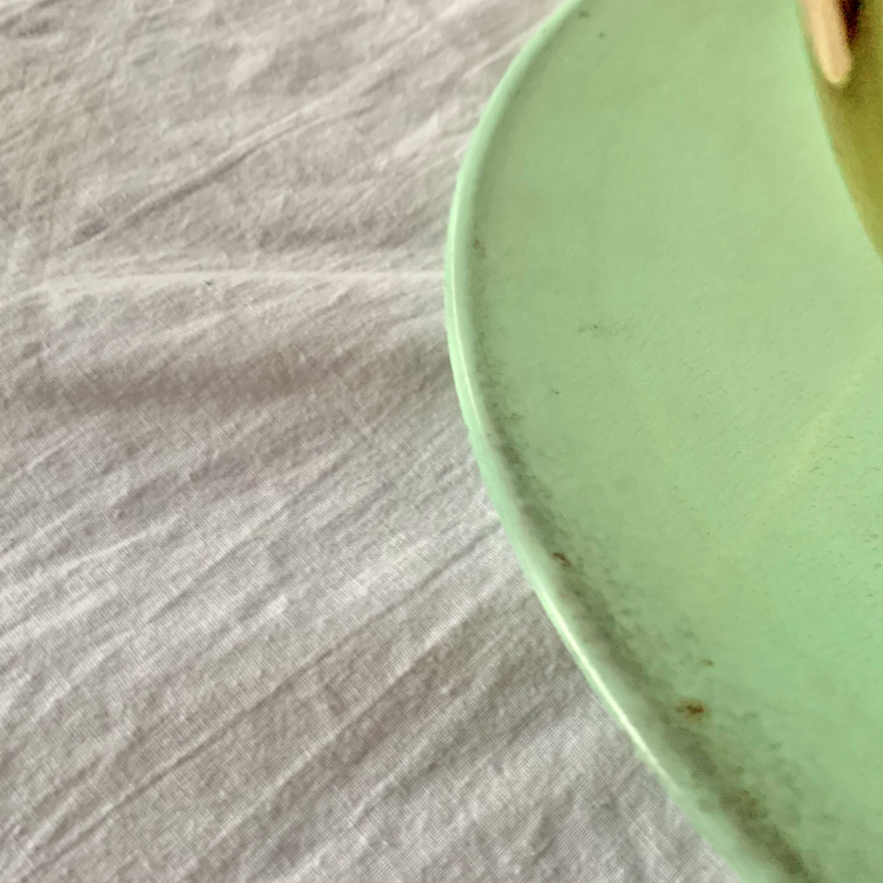 1950s pendant light in green lacquered metal and brass