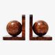 Art Deco bookends in polished solid burl wood