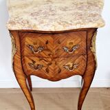 Chest of drawers marquetry Louis XVI style signed Marquant