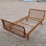 Vintage rattan daybed in basket shape - 1950s
