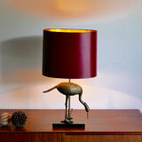 Imposing sculpture heron brass lamp 50 years