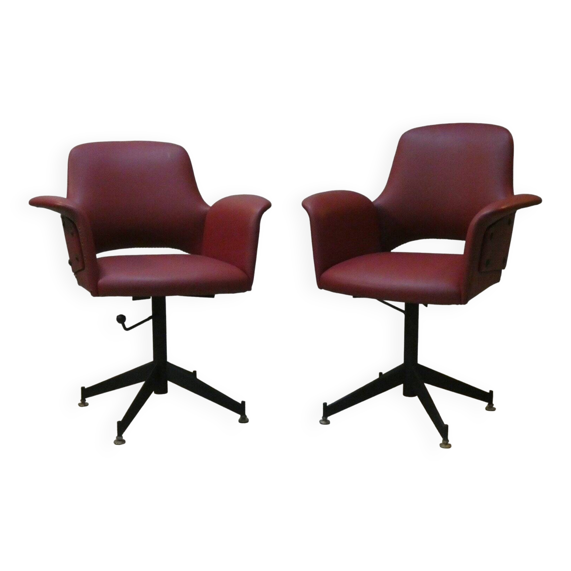 Set of 2 vintage swivel chairs in vinyl, 1960s