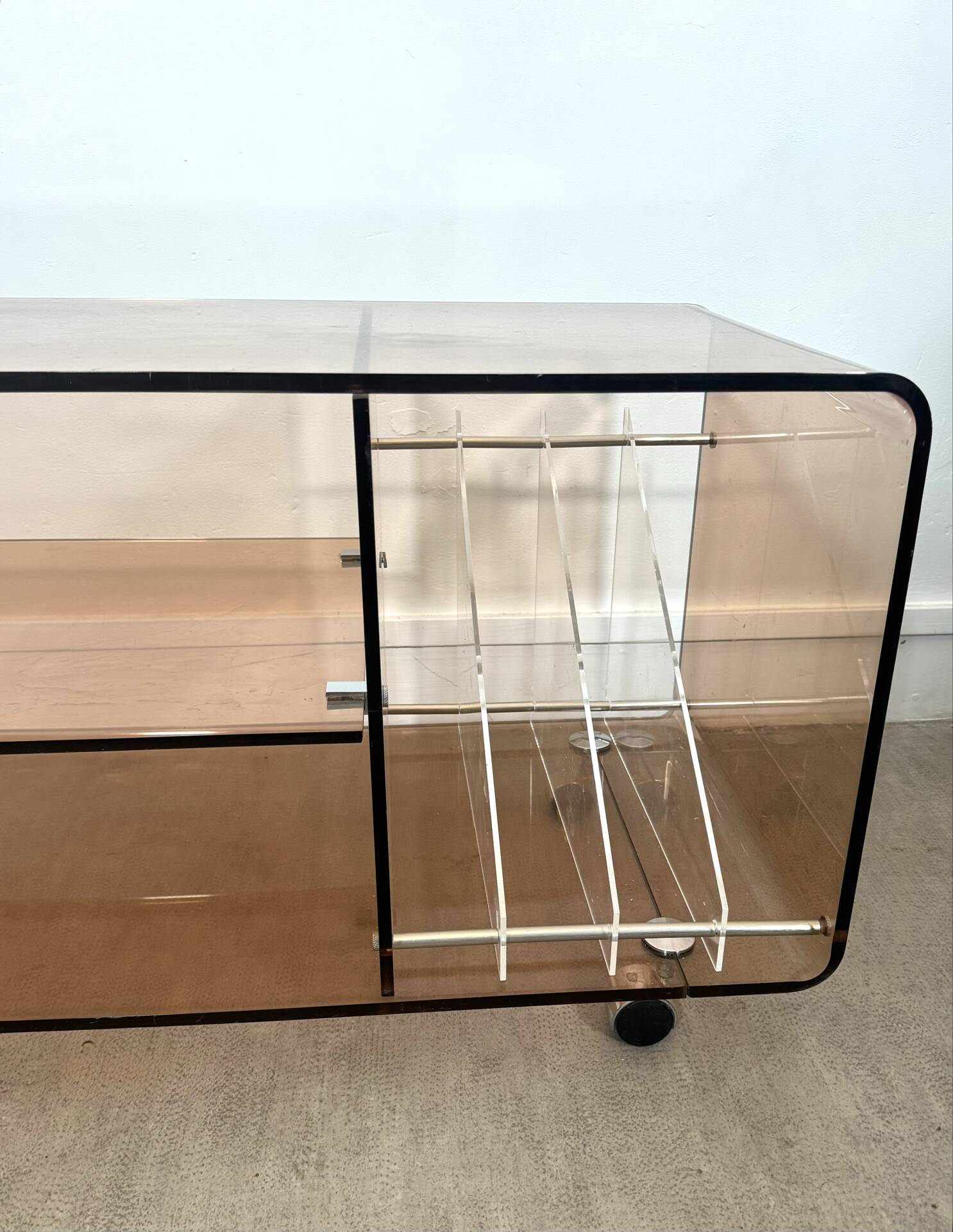 Hi-fi furniture in Plexiglas by Michel Dumas for Roche Bobois.