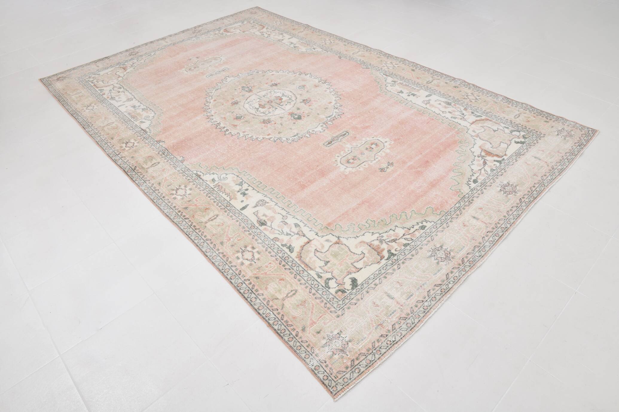 7x11 Vintage Large Area Handmade Wool Oushak Vintage Rug, 216x335 Cm