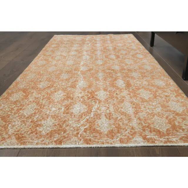 1970s vintage Turkish hand-knotted wool cotton orange runner rug 92x205