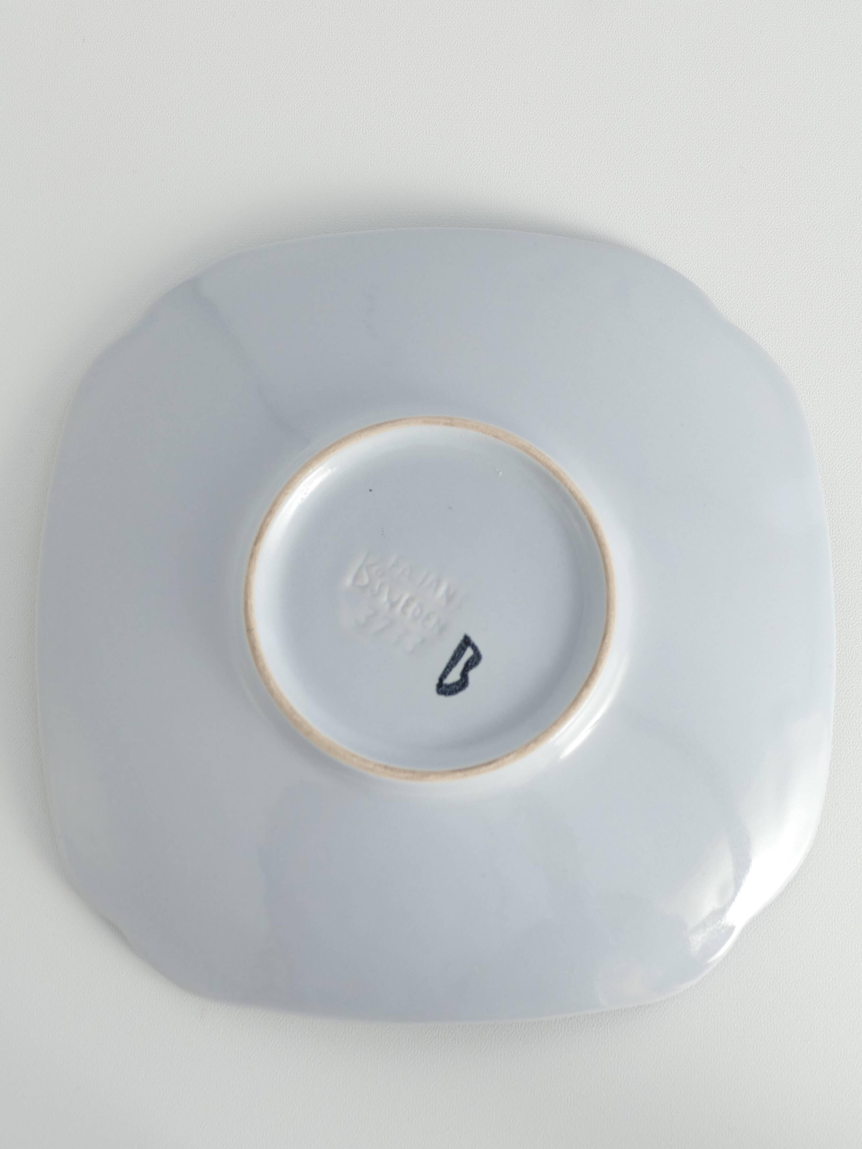 Mid-Century Modern French Blue Plate by Eva Jancke-Björk for Bo Fajans, Sweden
