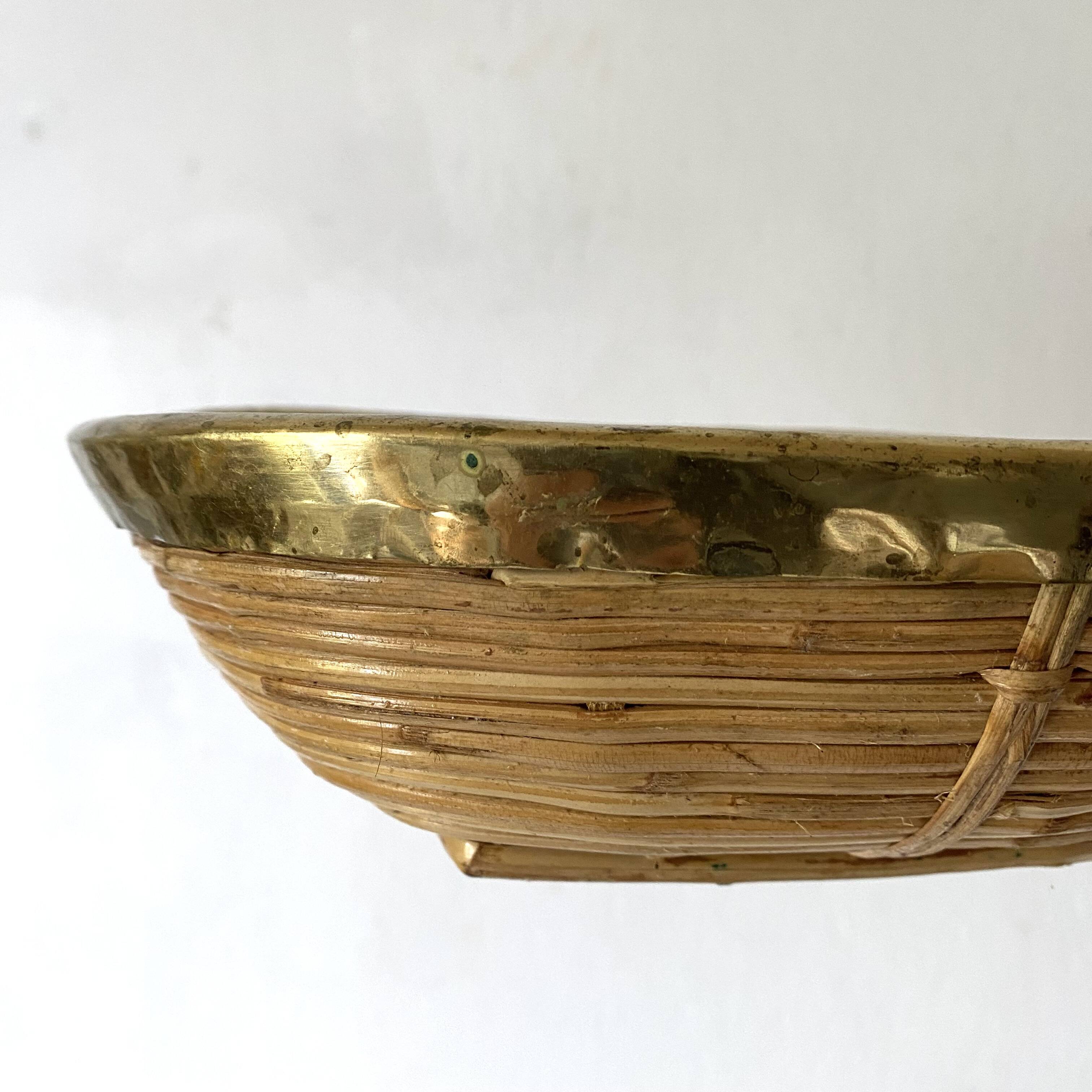 Rattan and brass basket 1960